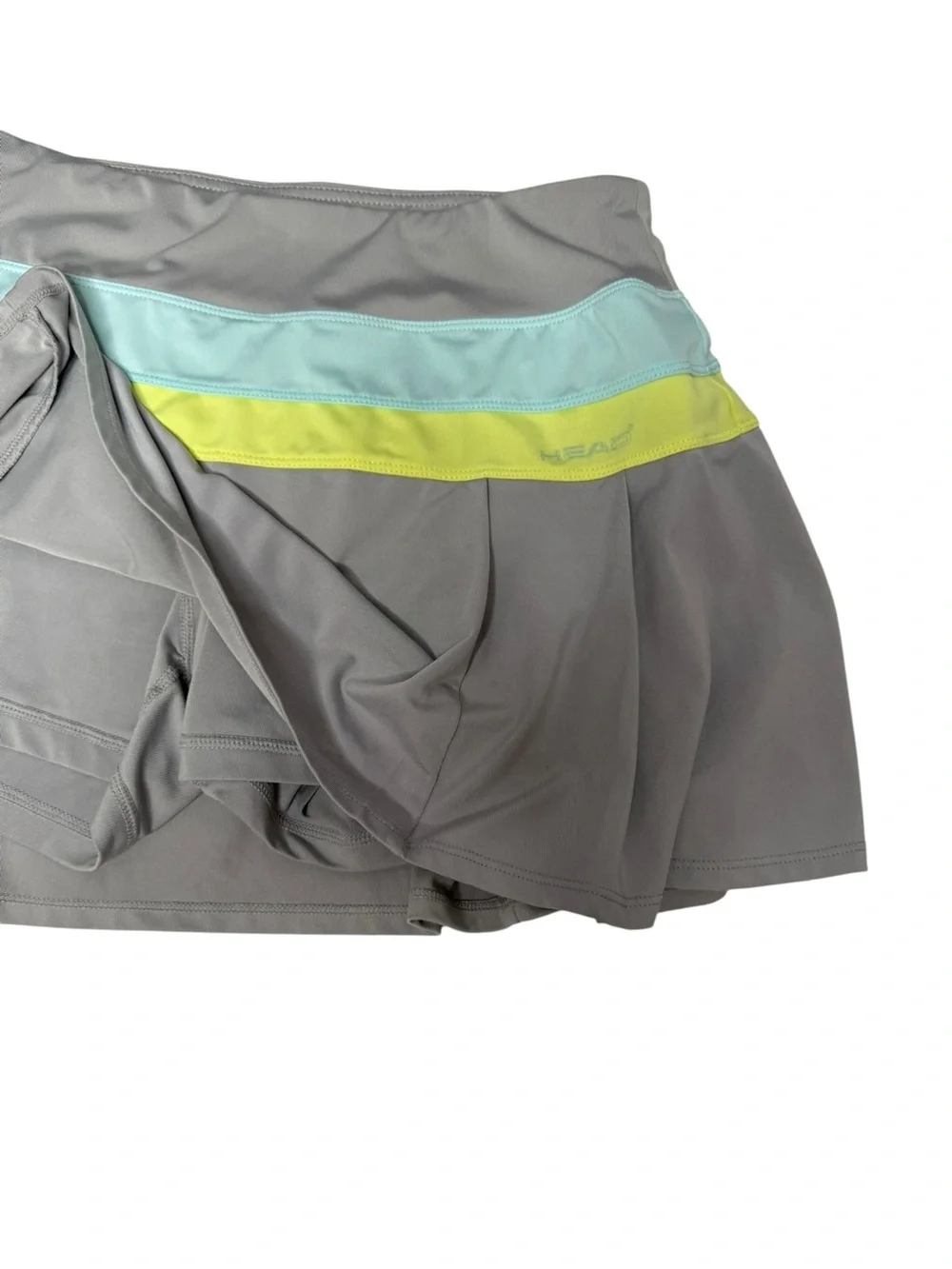 503 - Head Gray Athletic Skort with Mint and Neon Yellow Stripes Size Medium